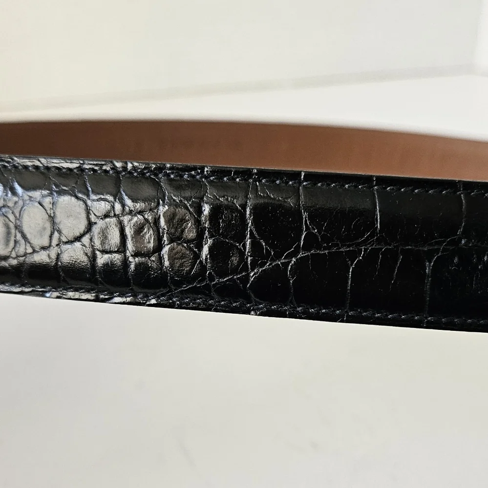 Trafalfar‎ Black Croc Embossed Mens Leather Belt Size 44